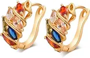 [Zhang Trading] 18K Yellow Gold Plated Luxury Marquise Cut CZ Latch Back Clasp Earring