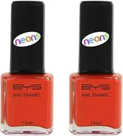 2x BYS Neons Neon Fire Nail Polish Enamel Lacquer Quick Drying Colour 14ml Oange
