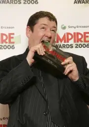 Johnny Vegas poses awards room award he presented to Johnny Depp v- Old Photo