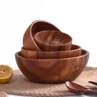 Soup Salad Container Natural Acacia Wood Ramen Bowls Tableware Wooden Bowl Bowl