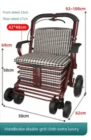 Steel Rollator Walker for Adult Mobility Impairment Foldable Adjustable Handles Rolling Walker for Seniors 75kg 42cm wide1
