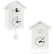 Cuckoo Wall Clock,Cuckoo Bird Voices Call, Design Clock Pendulum, Bird House, Wall Art Home Living Room Kitchen Office Decoration (White)
