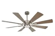 Parrot Uncle 60" 8 Blade Modern Ceiling Fan LED Light Reversible Satin Nickel