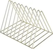 Book Shelf,10.2x7.3x7.1" Golden Iron Geometric Shape Bookshelf Holder Magazine Rack for Home Office Decoration