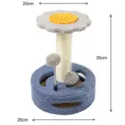 NNEDSZ Blue-grey Interactive Cat Scratching Post with Playful Ball Toys, Flower