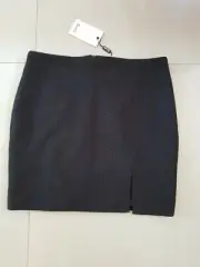 Bardot Black Croc Split Skirt Size 12