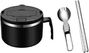 Byttlerom 1200ml Noodle Bowl with Lid, Stainless Steel Instant Noodle Bowl, Rapid Ramen Bowl with Filterable Lid Black