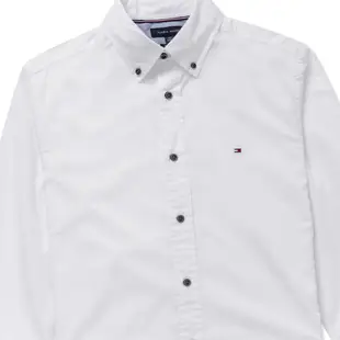 TOMMY 熱銷刺繡Logo長袖襯衫-白色
