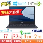 【阿福3C】ASUS華碩 P2451F 14吋商用筆電 10代I7/32G/1TB+2TB/WIN10-雙碟 極速大容量
