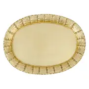 Vietri Florentine Wooden Gold Basketweave Oval Tray, Large