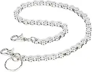 [Pinsit] Wallet Chain Heavy Duty Pants Chain Waist Chain Keychain Punk Jeans Metal Hip Hop Keyholder Round Clasp Goth Keyring for Men Women Pants Keys and Wallets, Silver