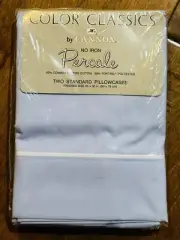 Vintage Cannon Color Classics Percale Pillow Cases Standard No Iron Blue New