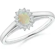 Princess Diana Inspired Opal Ring with Diamond Halo
