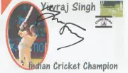 YUVRAJ SINGH INDIAN CRICKET GREAT HAND SIGNED SPECIAL PRINTED ENVELOPE
