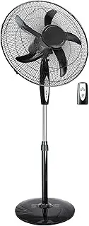 Pedestal Fan 50cm Black 3 Speed with Remote Tilt & Oscillating Height & Timer