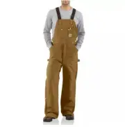 Carhartt R41 Brown Duck Zip To Thigh Bib Overalls Quilt Lined 44X30 Canvas