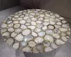 White Agate Geode Round Coffee Center Table For Office Handmade Furniture