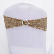 Sparkly Sequin Lycra Chair Sash - Champagne Gold