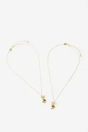 [Cotton On Kids] Cotton On Kids - Kids 2 Pk Necklaces - Goldy bow hearts OS GOLDY BOW HEARTS