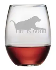 susquehanna Life is Good Set of Four 21oz Stemless Glasses