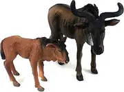 Funshowcase African Jungle Animals Toy Wildebeest Figure Realistic Plastic Figurine Playset Lot 2-Piece