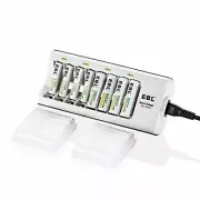 Charger with Batteries 8 Bay Charger with 4pcs AA and AAA 4pcs Batteries 2800mAh