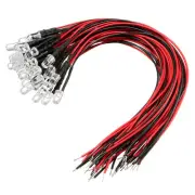 30 Pcs 5mm Pre-Wired Diffused LED Diodes Light, for DIY (White, 20mA, DC9-12V)