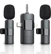 3 in 1 Wireless Lavalier Microphone for iPhone iPad Android, Cordless