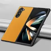 Plain Skin Leather Phone Case for Samsung Galaxy Z Fold6 5G TPU Soft Bumper for Sumsung Fold 6 ZFold6,Yellower,02,for Samsung Z Fold6