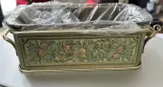 VTG PYREX BREAD LOAF BAKING DISH with Metal Carrier 1½ QUART 213 AMBER FRUIT