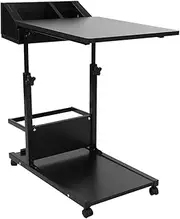 Removable Laptop Desk Portable Multifunctional with Wheels Drawer Bed Sofa Books Snack for Home Office Black White Ancient Oak (Black)