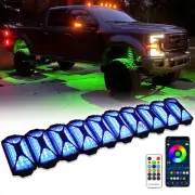 For Ford F-150 F-250 F-350 10x RGB LED Rock Lights Underglow Lamp Bluetooth APP