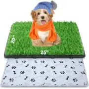 Dog Grass Mat with Pee Pad 20×25", Small Dog Litter Box Indoor Artificial Tur...