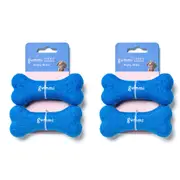 4PK Gummi Dog/Puppy Tennis Bones Soft Plush Toy Squeaker Throw Fetch Small Blue