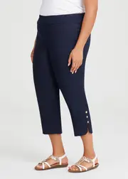[TS] Taking Shape Stretch Linen Slim Crop Pant Size 24 in Dark Indigo - Plus Size Women's Bottoms Dark Indigo