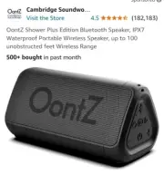 OontZ Shower Plus Edition Bluetooth Speaker, IPX7 Waterproof Black-Waterproof