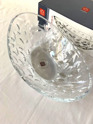 RCR Cristalleria Italiana LAUNUS Long Oval Ultraclear Crystal Glass Centerpiece