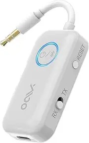 YMOO Bluetooth 5.3 Transmitter Receiver for TV/Airplane to 2 Headphones, Wireless Audio Adapter with Aptx/Aptx-HD Low Latency (<40ms), Aux Connector for Home Stereo/Bluetooth Earbuds/Speakers/Gym/Pc