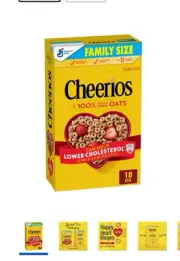 Cheerios, Heart Healthy Cereal, Happy Heart Shapes, Family Size, 18 oz