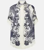 [Alemais] Alémais Mickey printed linen shirt UK 14 white