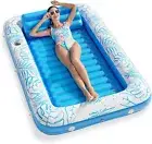 Inflatable Tanning Pool Lounger Float, 4 in 1 Sun Tan Tub Sunbathing Pool Lounge