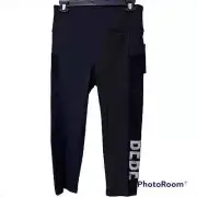 BEBE Sport medium black white net mesh capri wicking 4 way stretch quick drying