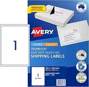 Avery Trueblock A4 Labels for Laser Printers - Printable Packaging, Shipping & Address Labels - Mailing Stickers - White, 199.6 x 289.1 mm, 100 Labels / 100 Sheets (959009 / L7167)