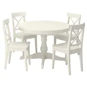 INGATORP / INGOLF table and 4 chairs, white/white, 110/155 cm