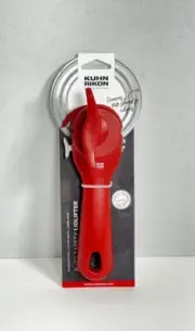 KUHN RIKON Auto Safety Smooth Touch Can Opener, Lidlifter No Sharp Edges Red New