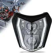 DREAMIZER Motorcycle Headlight, E24 6500K Dirt Bike Hand Lamp with Daytime Running Light, Compatible with Enduro Dirt Bike, Motocross, Supermoto Naked Bike, EXC XCF XCW 250 350 450 SXF 125 SMC SMR 690