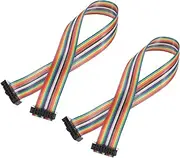 uxcell IDC Rainbow Wire Flat Ribbon Cable 2.54mm Pitch 16 Pin Connection Line FC Dual Female Black Connector for DIY Experiment 1 Ft Length 2 Pcs