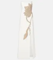 [Costarellos] Costarellos Fara embellished crêpe bustier gown AU 12 white