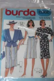 UNCUT Vintage Burda 6966 Misses Blazer Skirt Top Sewing Pattern Size 8-16