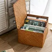 Wicker Storage Basket Woven Rattan Storage Box Laundry Basket Case With Lid